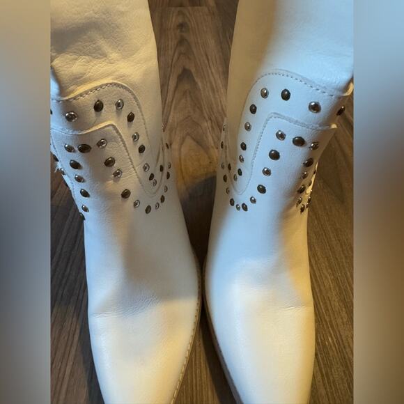 Oasis Society‎ Paris White Studded Cowboy Boots Women’s size 10 western festival - Picture 6 of 10